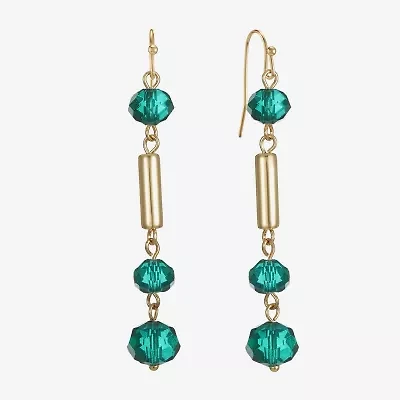 Liz Claiborne Gold Tone Beaded Womens Drop Earrings
