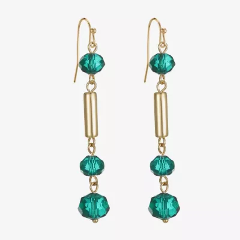 Liz Claiborne Gold Tone Beaded Womens Drop Earrings