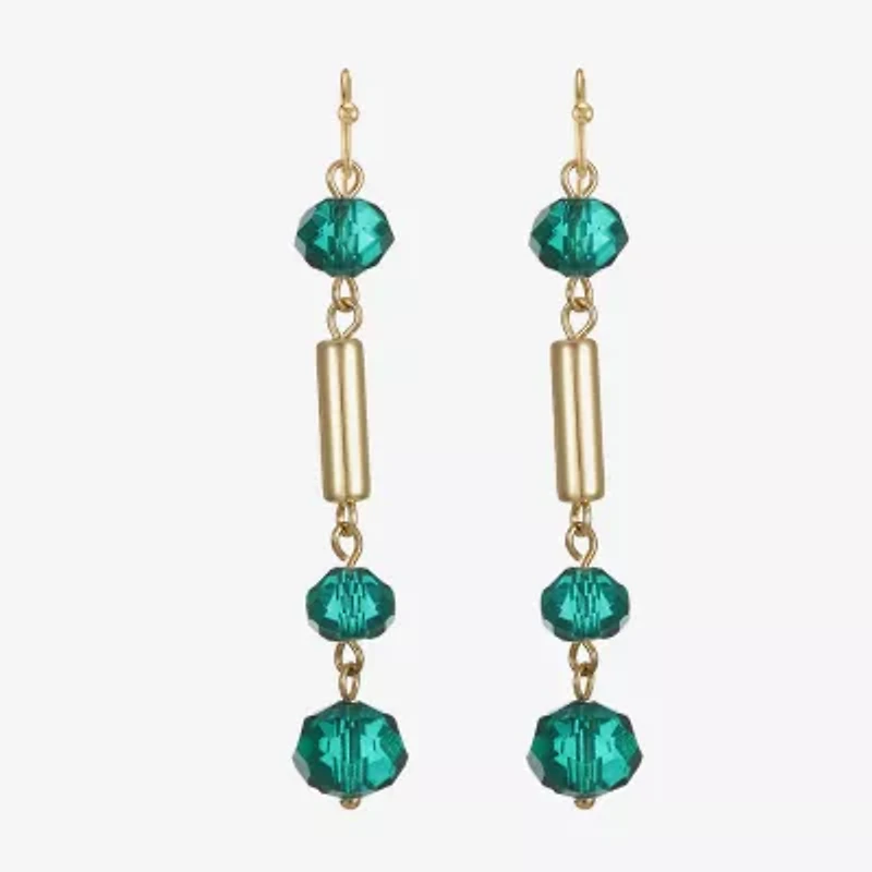 Liz Claiborne Gold Tone Beaded Womens Drop Earrings