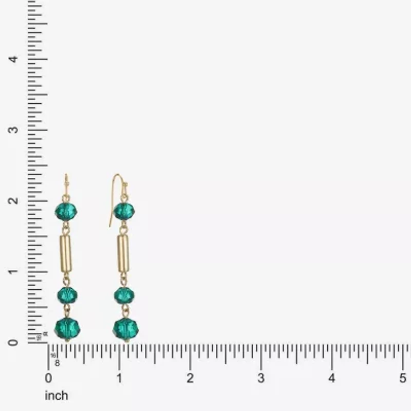 Liz Claiborne Gold Tone Beaded Womens Drop Earrings