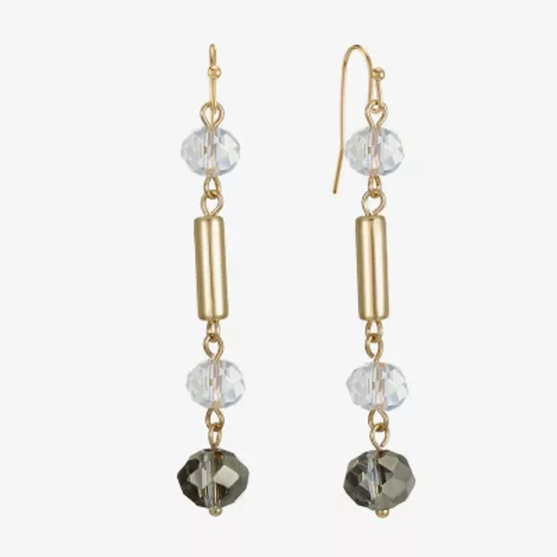 Liz Claiborne Gold Tone Beaded Womens Drop Earrings