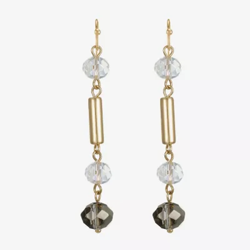 Liz Claiborne Gold Tone Beaded Womens Drop Earrings