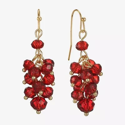 Liz Claiborne Gold Tone Beaded Shakey Womens Drop Earrings
