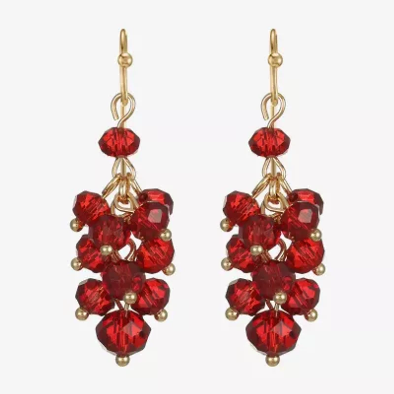 Liz Claiborne Gold Tone Beaded Shakey Womens Drop Earrings