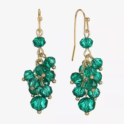 Liz Claiborne Gold Tone Beaded Shakey Womens Drop Earrings