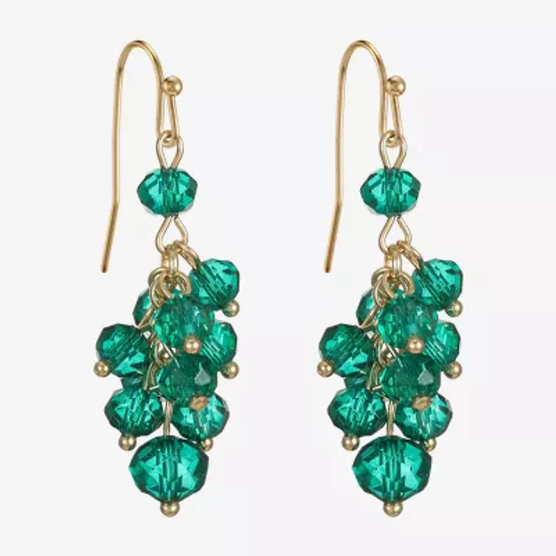 Liz Claiborne Gold Tone Beaded Shakey Womens Drop Earrings