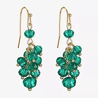 Liz Claiborne Gold Tone Beaded Shakey Womens Drop Earrings
