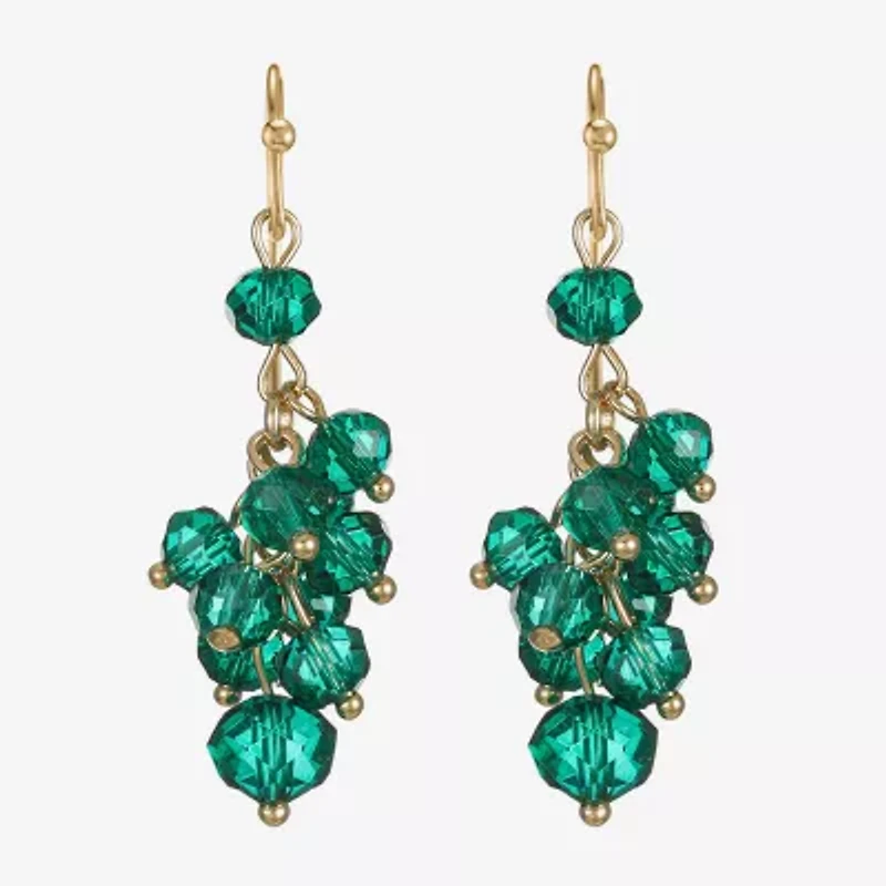 Liz Claiborne Gold Tone Beaded Shakey Womens Drop Earrings