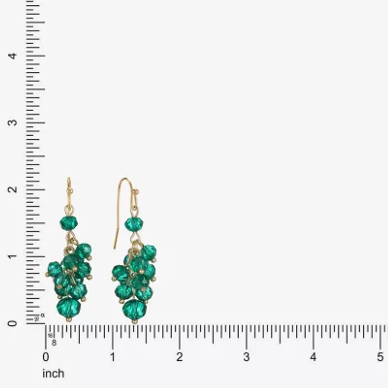 Liz Claiborne Gold Tone Beaded Shakey Womens Drop Earrings