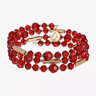 Liz Claiborne Gold Tone Beaded Coil Womens Wrap Bracelet
