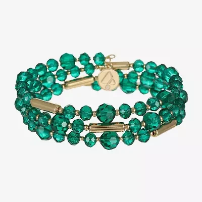 Liz Claiborne Gold Tone Beaded Coil Womens Wrap Bracelet
