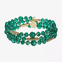 Liz Claiborne Gold Tone Beaded Coil Womens Wrap Bracelet