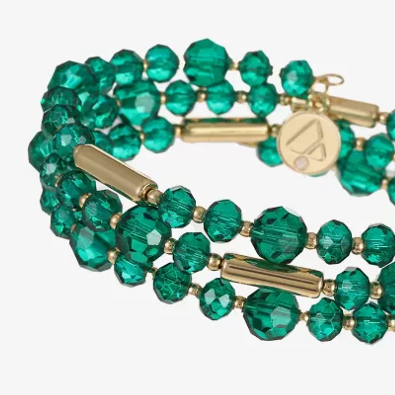 Liz Claiborne Gold Tone Beaded Coil Womens Wrap Bracelet