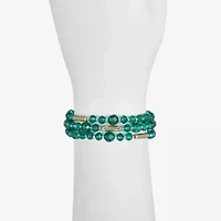 Liz Claiborne Gold Tone Beaded Coil Womens Wrap Bracelet