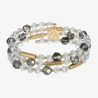 Liz Claiborne Gold Tone Beaded Coil Womens Wrap Bracelet