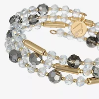 Liz Claiborne Gold Tone Beaded Coil Womens Wrap Bracelet