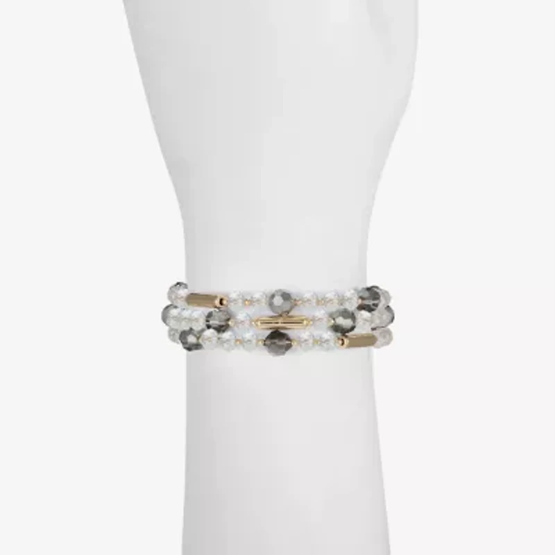 Liz Claiborne Gold Tone Beaded Coil Womens Wrap Bracelet