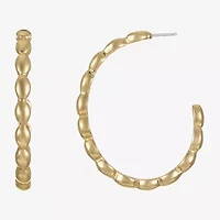 Liz Claiborne Textured Womens 47mm Oval Rectangular Hypoallergenic Hoop Earrings
