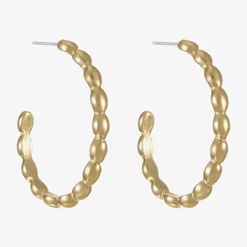 Liz Claiborne Textured Womens 47mm Oval Rectangular Hypoallergenic Hoop Earrings