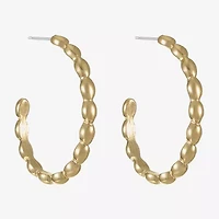 Liz Claiborne Textured Womens 47mm Oval Rectangular Hypoallergenic Hoop Earrings
