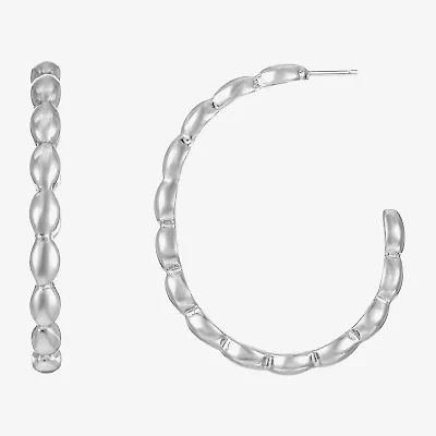 Liz Claiborne Textured Womens 47mm Oval Rectangular Hypoallergenic Hoop Earrings