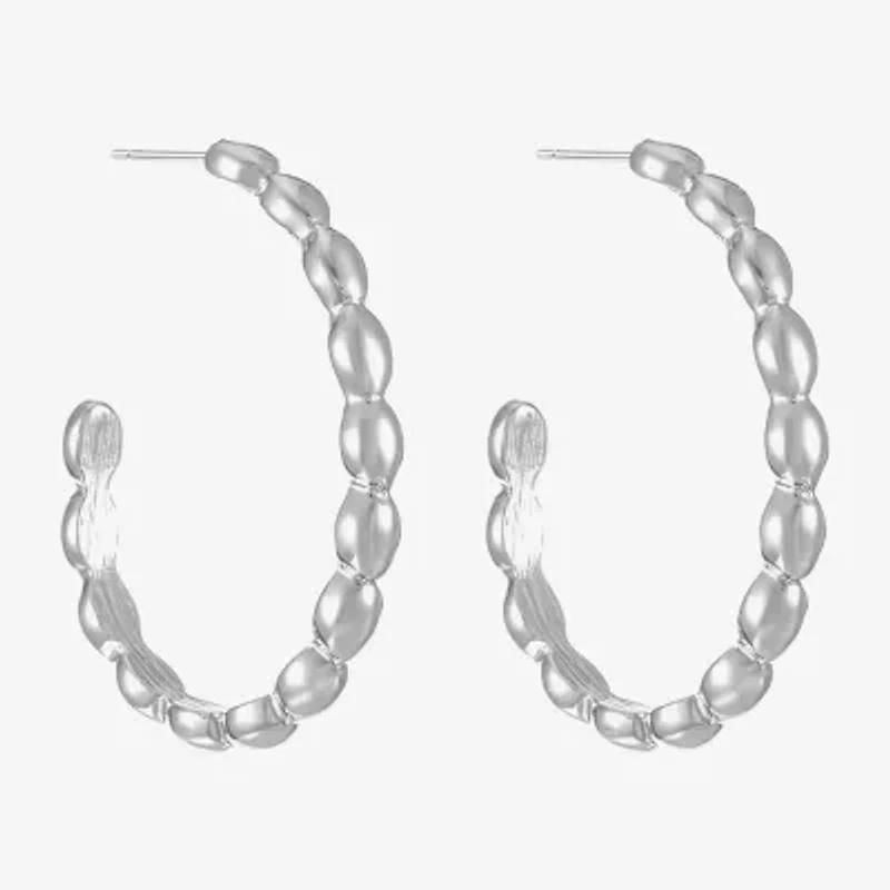 Liz Claiborne Textured Womens 47mm Oval Rectangular Hypoallergenic Hoop Earrings