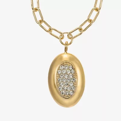 Liz Claiborne Pave Womens Glass Oval 18 Inch Pendant Necklace