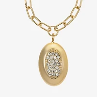 Liz Claiborne Pave Womens Glass Oval 18 Inch Pendant Necklace