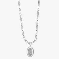 Liz Claiborne Pave Womens Glass Oval 18 Inch Pendant Necklace