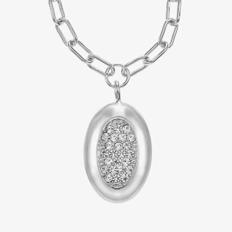 Liz Claiborne Pave Womens Glass Oval 18 Inch Pendant Necklace