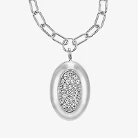 Liz Claiborne Pave Womens Glass Oval 18 Inch Pendant Necklace