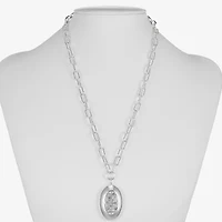 Liz Claiborne Pave Womens Glass Oval 18 Inch Pendant Necklace