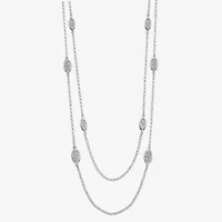 Liz Claiborne Pave Station Womens Glass 34 Inch Strand Necklace