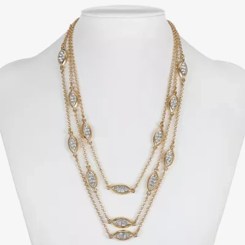 Liz Claiborne Pave Layered Womens 18 Inch Statement Necklace