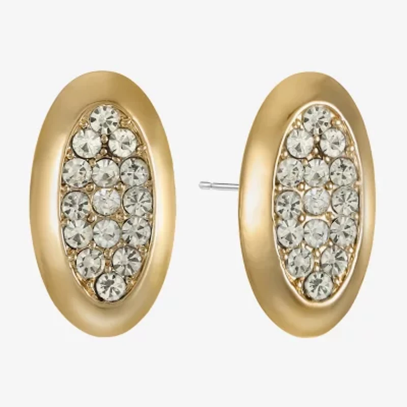 Liz Claiborne Pave Glass 25mm Oval Stud Earrings