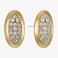 Liz Claiborne Pave Glass 25mm Oval Stud Earrings