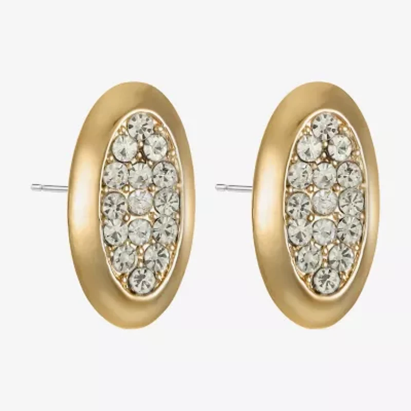 Liz Claiborne Pave Glass 25mm Oval Stud Earrings