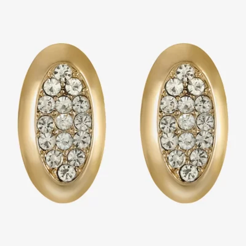 Liz Claiborne Pave Glass 25mm Oval Stud Earrings