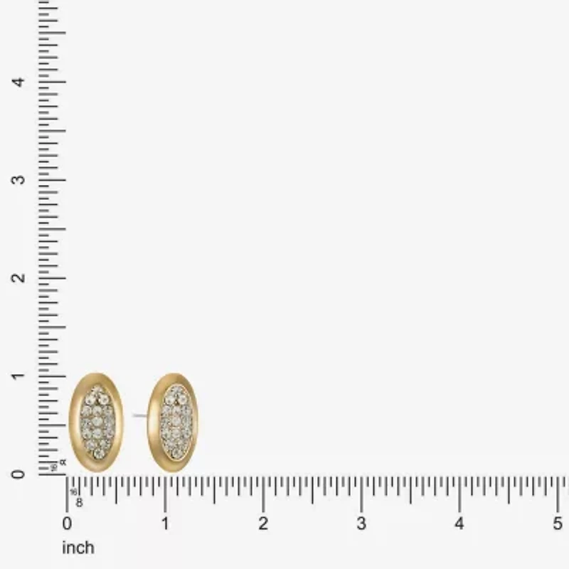 Liz Claiborne Pave Glass 25mm Oval Stud Earrings
