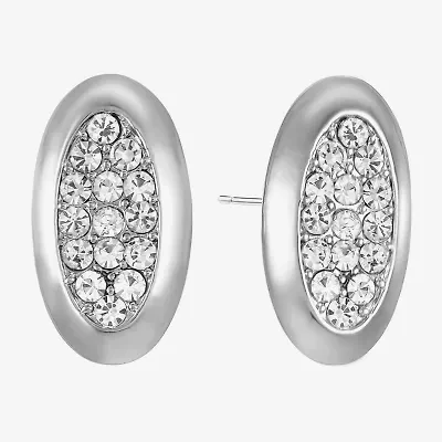 Liz Claiborne Pave Glass 25mm Oval Stud Earrings