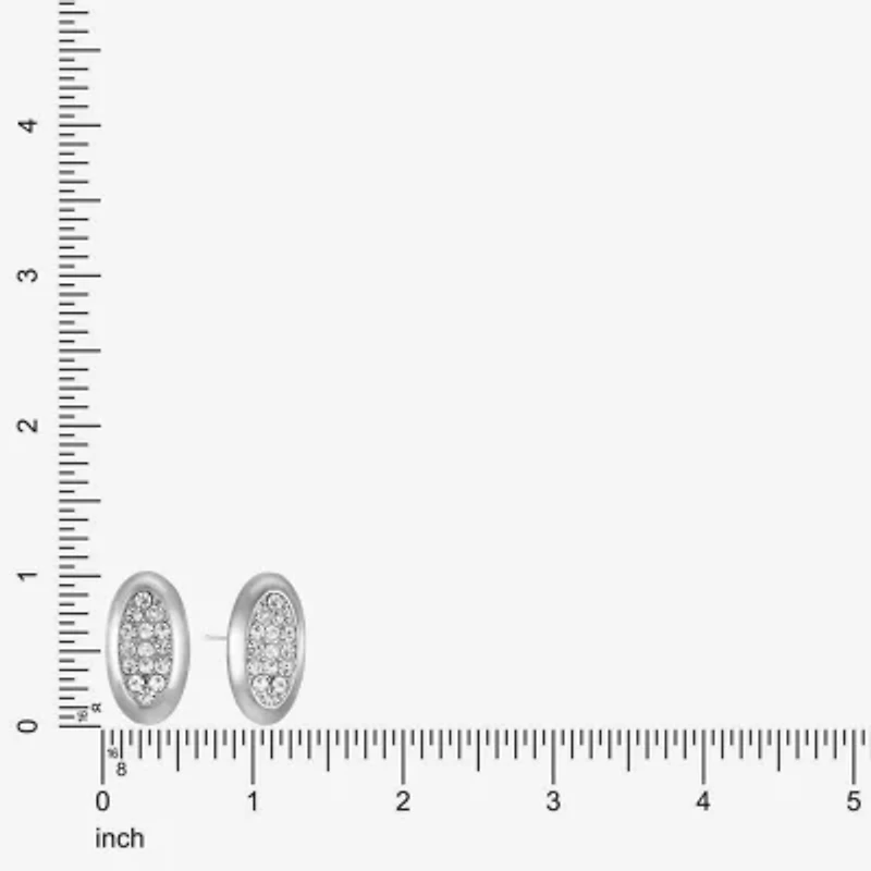 Liz Claiborne Pave Glass 25mm Oval Stud Earrings