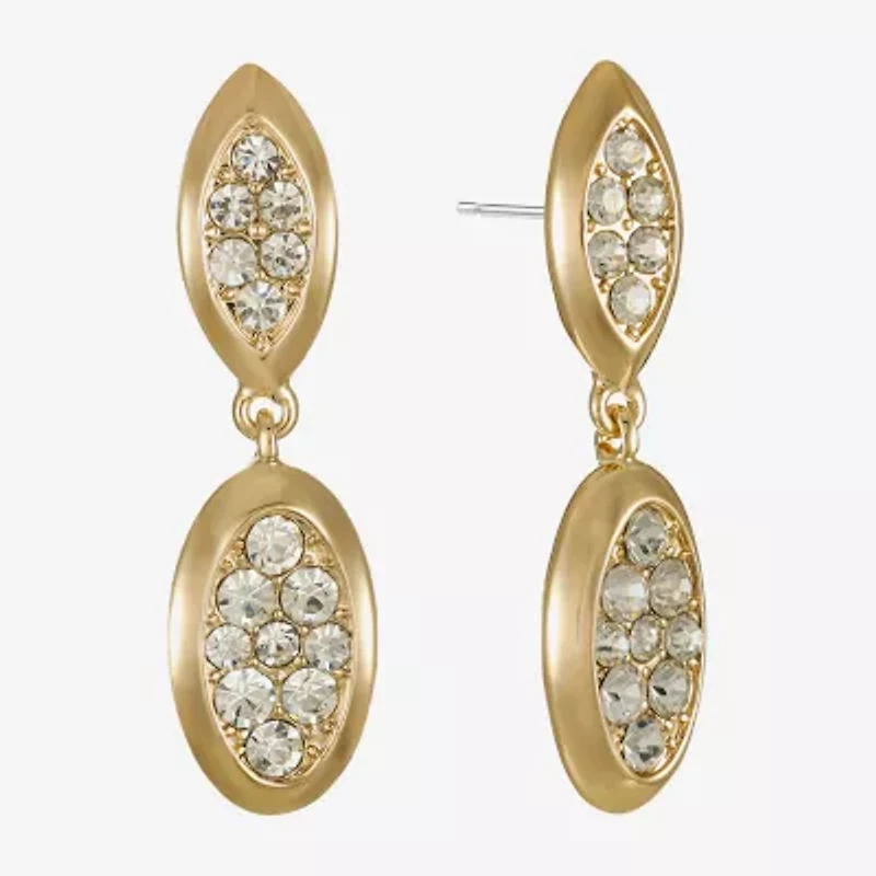 Liz Claiborne Pave Womens Glass Oval Hypoallergenic Drop Earrings