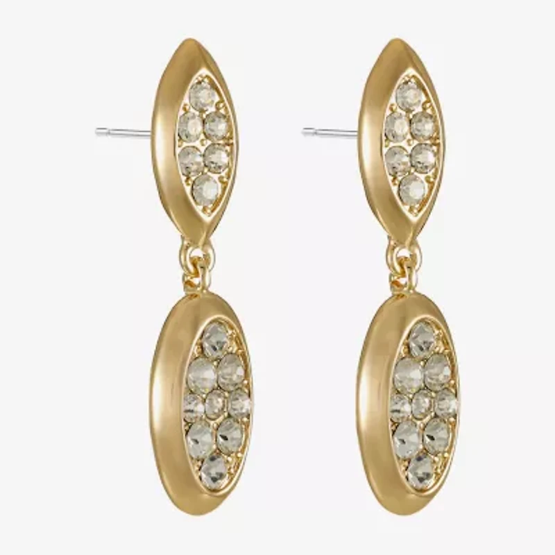 Liz Claiborne Pave Womens Glass Oval Hypoallergenic Drop Earrings