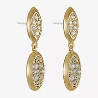 Liz Claiborne Pave Womens Glass Oval Hypoallergenic Drop Earrings