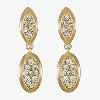 Liz Claiborne Pave Womens Glass Oval Hypoallergenic Drop Earrings