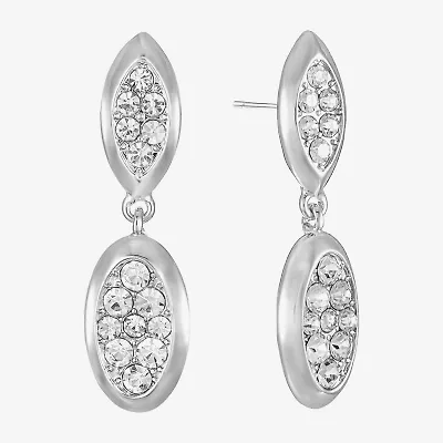Liz Claiborne Pave Womens Glass Oval Hypoallergenic Drop Earrings