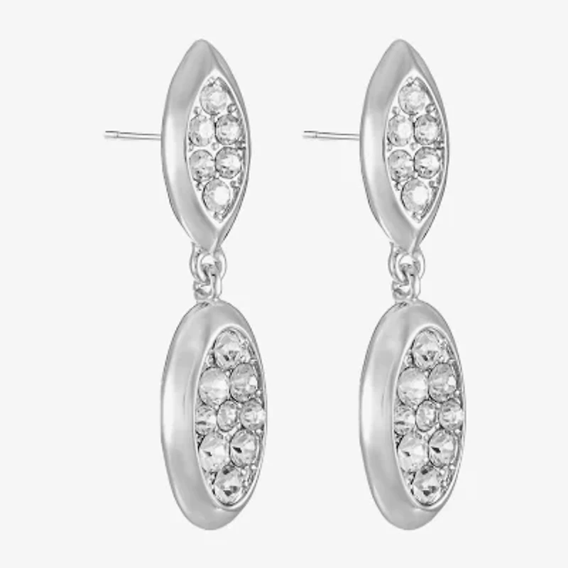 Liz Claiborne Pave Womens Glass Oval Hypoallergenic Drop Earrings
