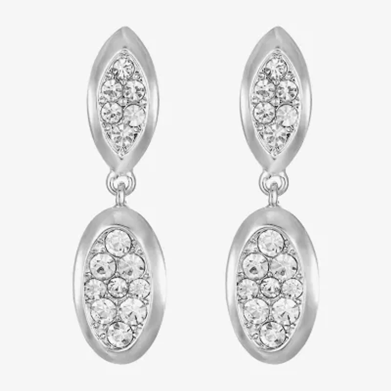 Liz Claiborne Pave Womens Glass Oval Hypoallergenic Drop Earrings