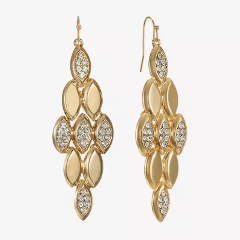 Liz Claiborne Pave Womens Glass Oval Chandelier Earrings