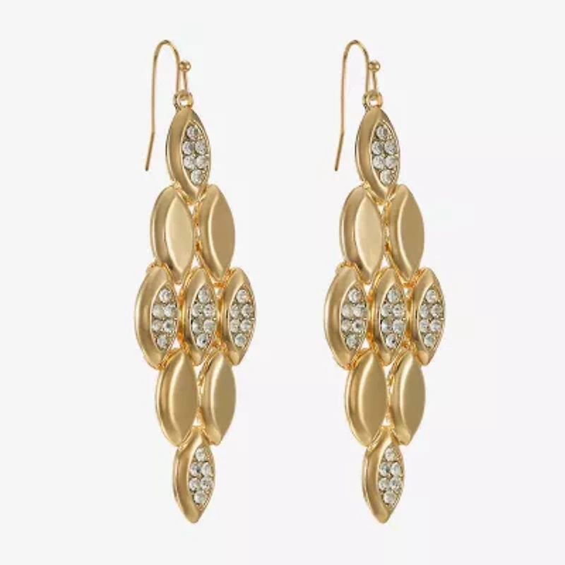 Liz Claiborne Pave Womens Glass Oval Chandelier Earrings